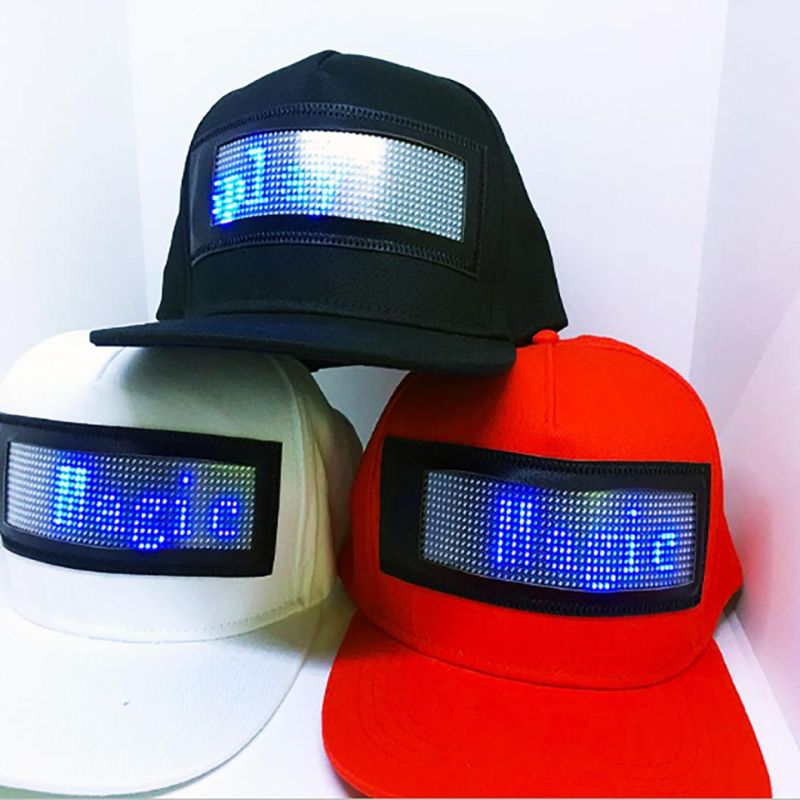 LED Display Flashing Hats Display Screen Advertising Cap Glowing Gifts LED Lights Cap for See a Friend Block out The Sun Window Shopping at Night