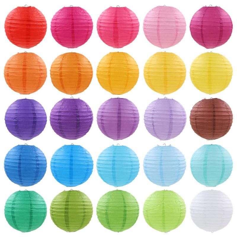 Rice Paper Solid Color Available Chinese Round Paper Lamp Hanging Decorations