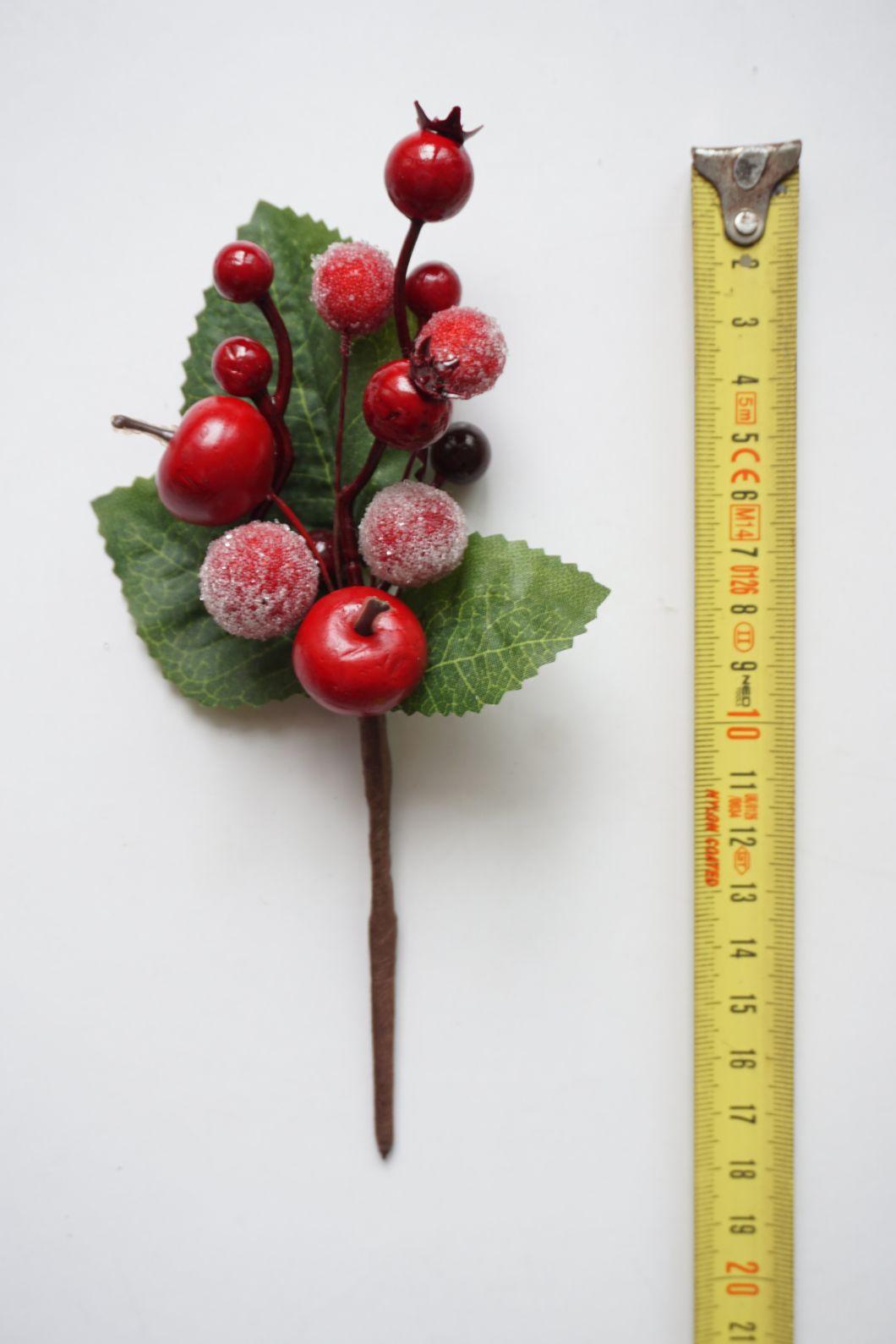 Hot Sale High Quality Plastic Christmas Decoration Small Artificial Red Berry Pick