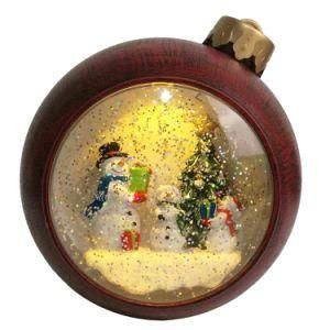 6 Inch Ball Shaped New Arrive Xmas Snowman and Tree Scene LED Light up Christmas Glitter Snow Globe