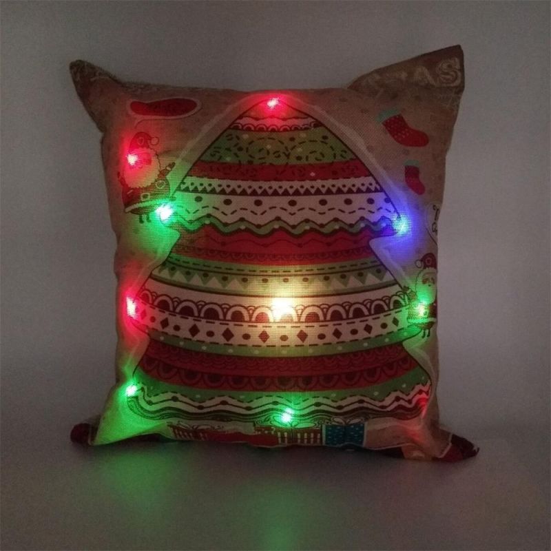 45X45cm Home Decor Christmas Ornament Decoration LED String Light Pillowcase