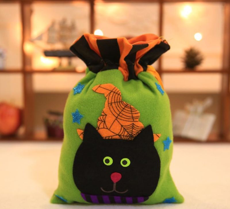 Holiday Decoration Halloween Decorations Witch Pumpkin Drawstring Tote Bag