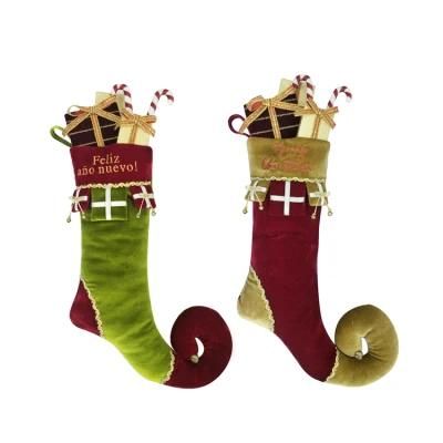 Original Design Elf Stocking Custom Quilted Velvet Christmas Stocking