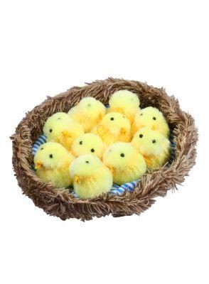 10 Inch Artifical Decoration Easter Birds Chick Nest with Chicks