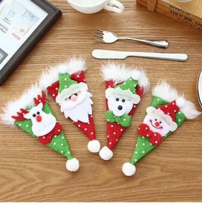 Christmas Santa Hats Silverware Holders, Mini Pockets Knife Spoon Fork Bags, Holiday Party Supplies Dinner