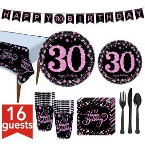 30th Happy Birthday Tableware Girls Favor Pink Gold Sweet Birthday Party Decor
