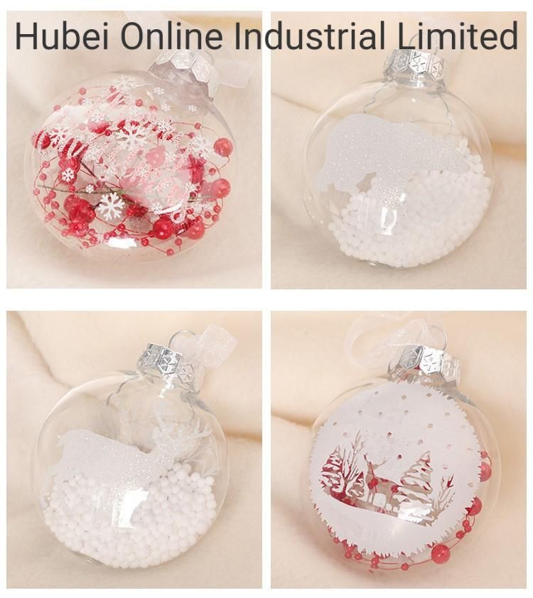 8cm Transparent Plastic Acrylic Ball Christmas Ornament Christmas Ball Christmas Tree Pendant Market Decoration Pet Hollow Ball