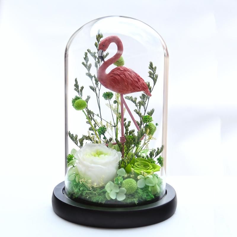 New Arrival Romantic Beautiful Christmas Gift in Glass Dome Natural Real Fresh Preserved Flower Preserved Roses