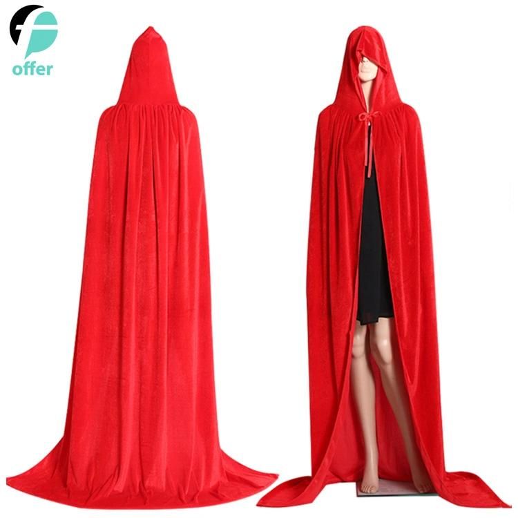 Hooded Cloak Long Velvet Vampire Halloween Costume Cape
