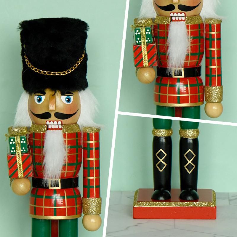 Wooden Craft Traditional Wooden Handmade Nutcracker Christmas Decoration 12 Inch