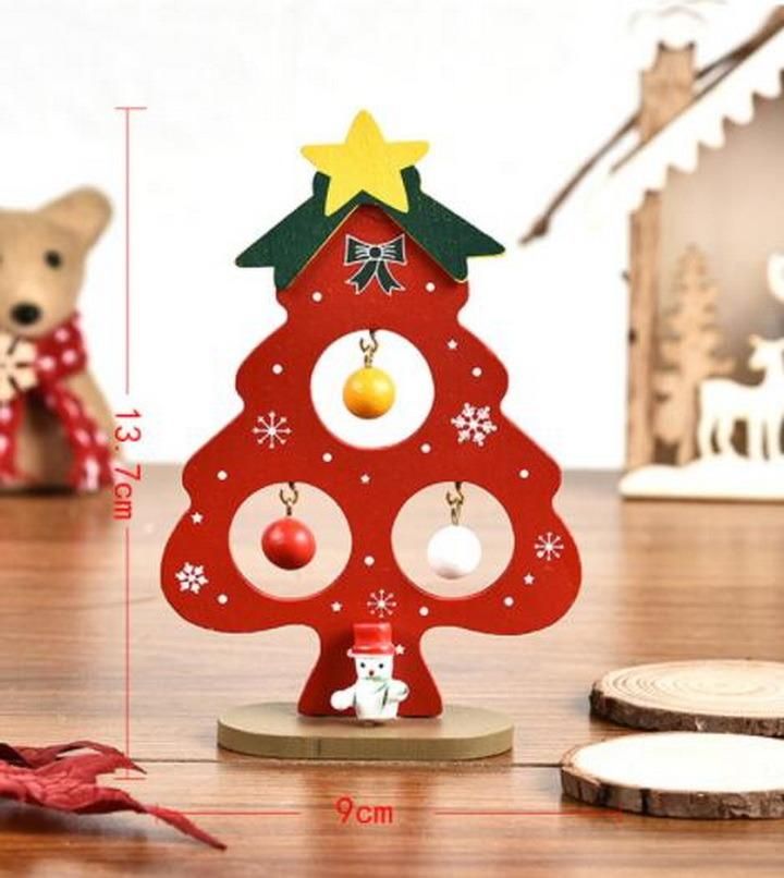 Children′s DIY Toys Wooden Christmas Tree Presents Tabletop Ornaments