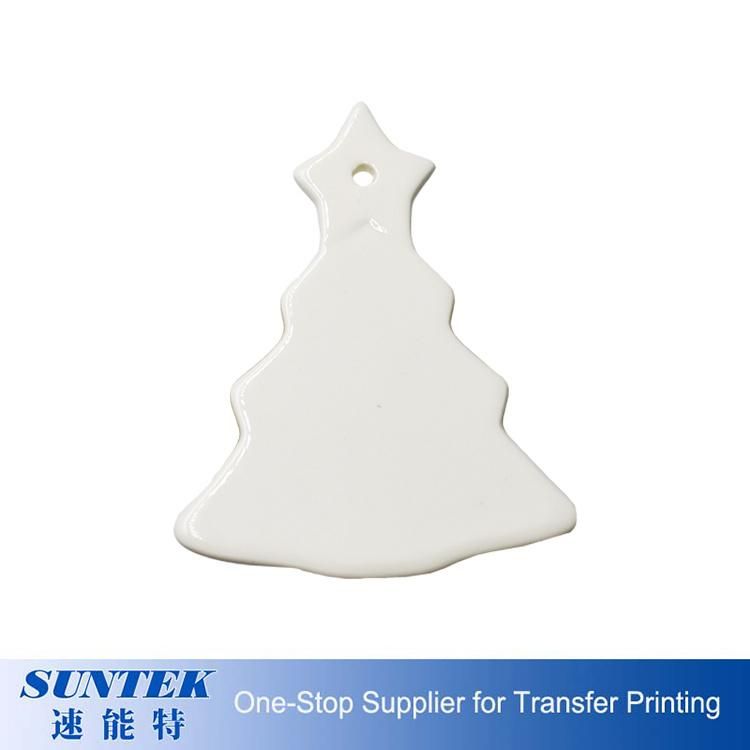 Christmas Tree Decoration Customized Two Sides White Blank Sublimation Ceramic Christmas Ornaments