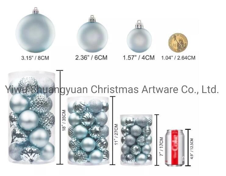 8cm Ice Blue Shiny Matte Painted Christmas Balls Christmas Tree Balls