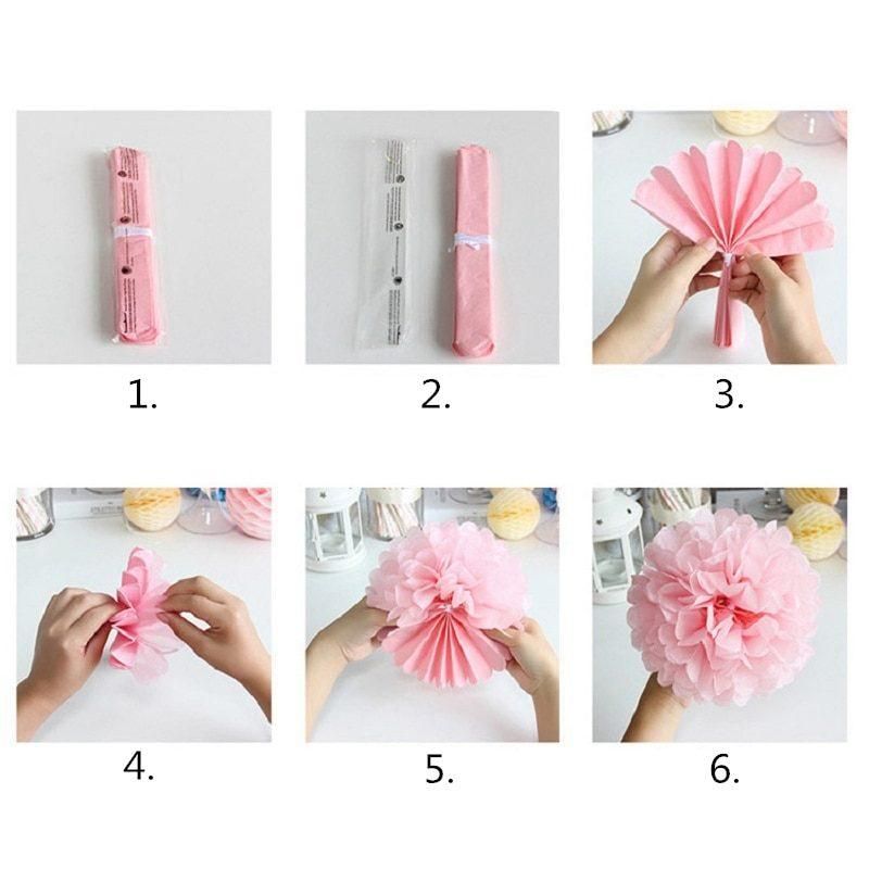 Wholesale Christmas Party Decoration 5PCS Christmas Tissue Paper POM POM Flowers