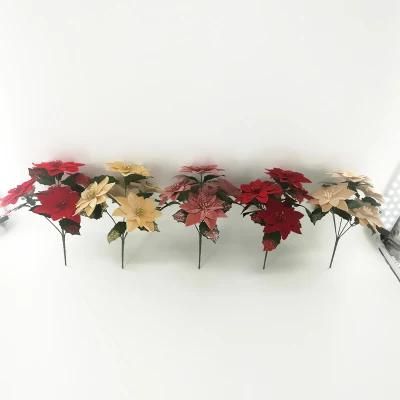 Decorative Artificial Potted White Christmas Flowers