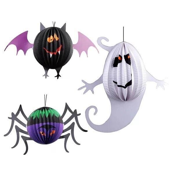 Halloween Interior Paper Decoration Orange Pumpkin Spider White Ghost Black Bat Spider Web All Saints′ Day Decorations Paper Garlands and Halloween Paper Lante