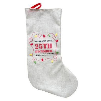 Custom Burlap Family Christmas Gift Packaging Fuzzy Christmas Sock