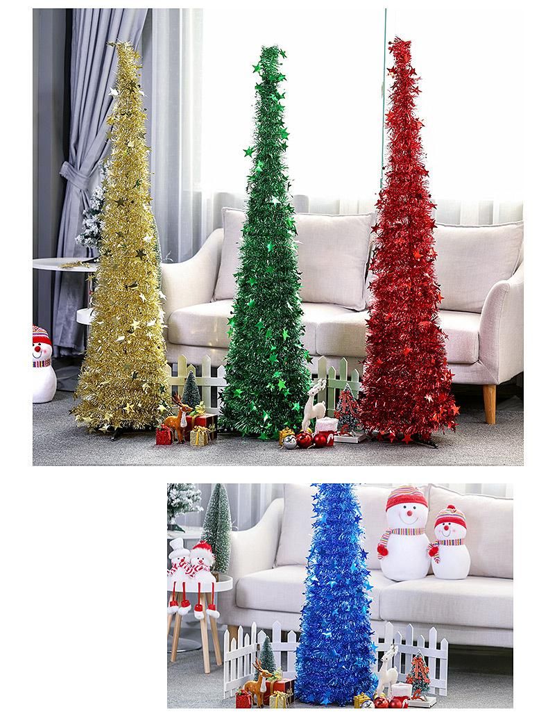 Collapsable Christmas Tree, 6 FT Pop up Tinsel Collapsible Xmas Tree with Stand for Indoor and Outdoor Home Holiday Decoration