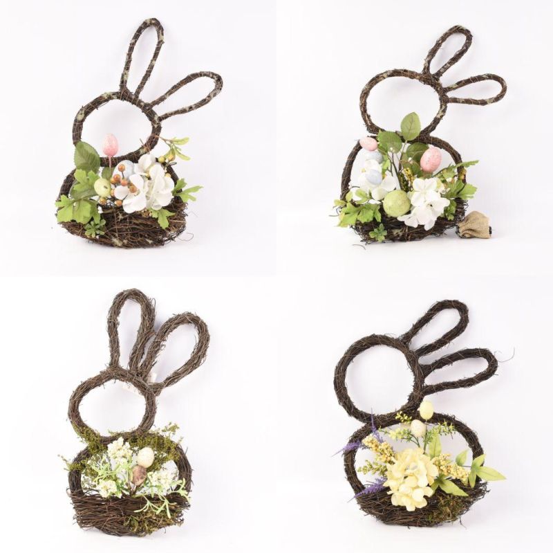 BSCI New Arrival Wholesale Customized Spring Home Indoor Hanging Easter Wreath Basket Decoration