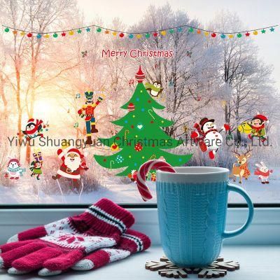 Navidad 2020 DIY Window Sticker Santa Clause Plastic Door Sticker Fridge Sticker