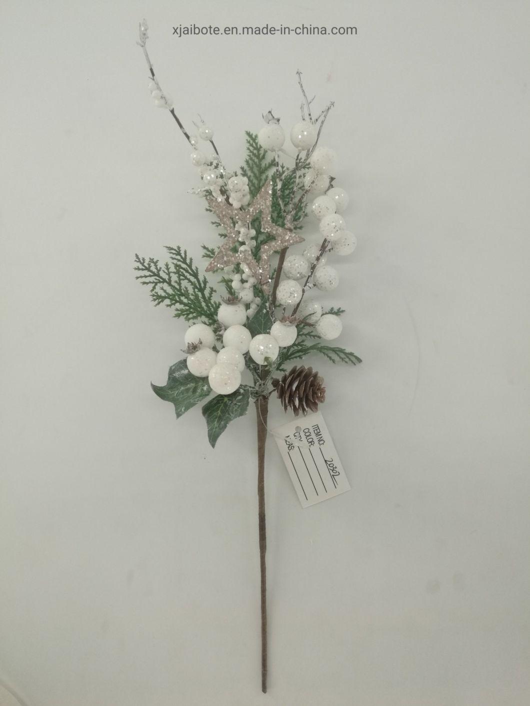 Hot Sell Artificial Christmas Flowers White Christmas Floral Picks