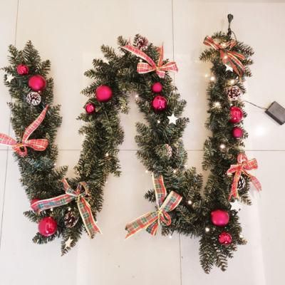Christmas Decoration Garland with Baubles and LED Lighting