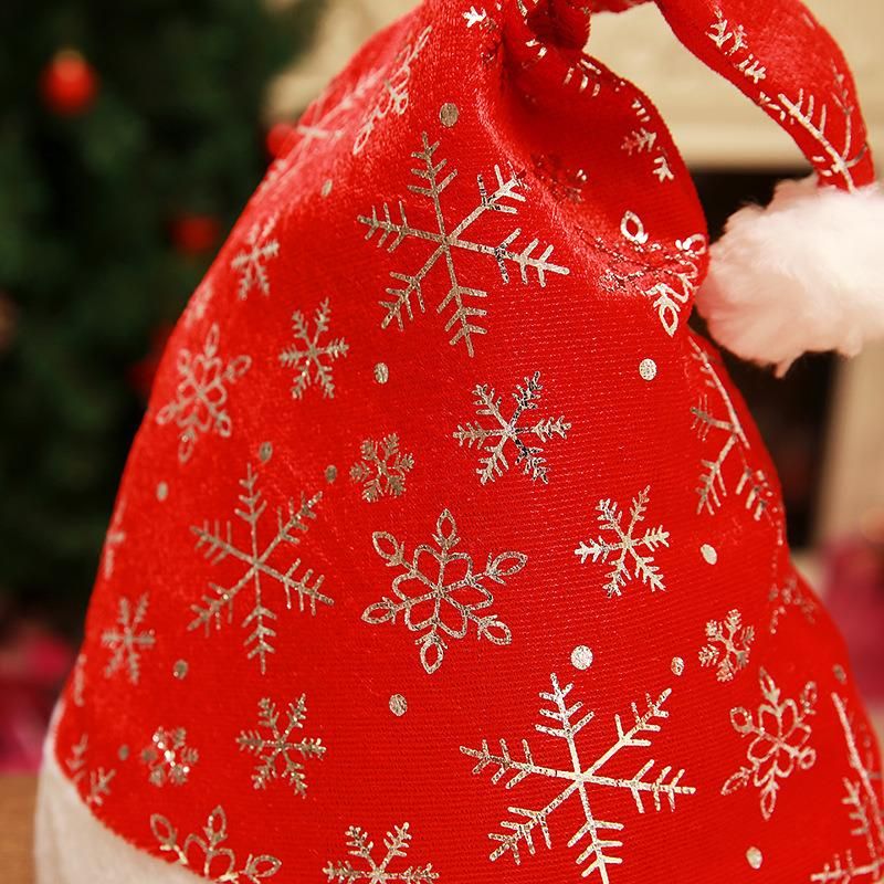 Red Color Christmas Hat with Printing Christmas Decoration