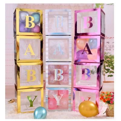 4PCS Girl Boy Baby Shower Box Transparent Personalized Custom Letter Balloon Box Baby Shower Balloon Box Baby Birthday