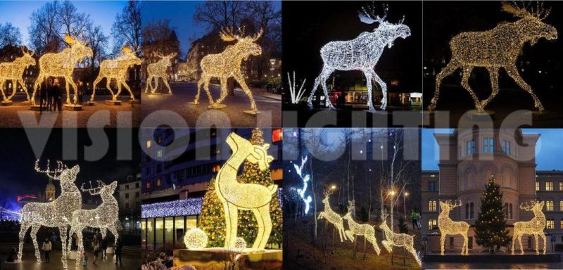 Gold Warm White Outdoor Lighted Decorative Waterproof Illuminated Giant Christmas Reindeer with LED Light