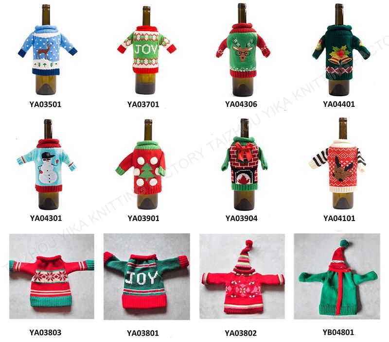 Christmas Sweater and Hat Wine Bottle Sleeve with Tags
