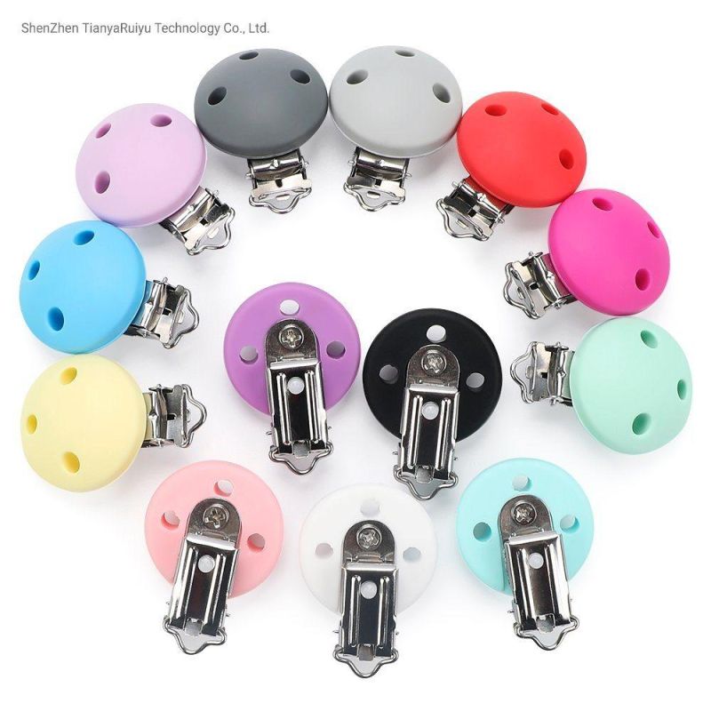 Round Silicone Pacifier Clip Silicone Teething Bead Baby Clip Accessories Clip Clasp Toy DIY Pacifier Chain Tool