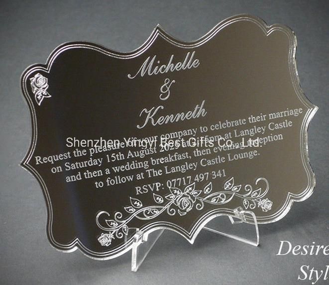 Custom Clear Acrylic Wedding Invitation Card Plexiglass Wedding Souveni