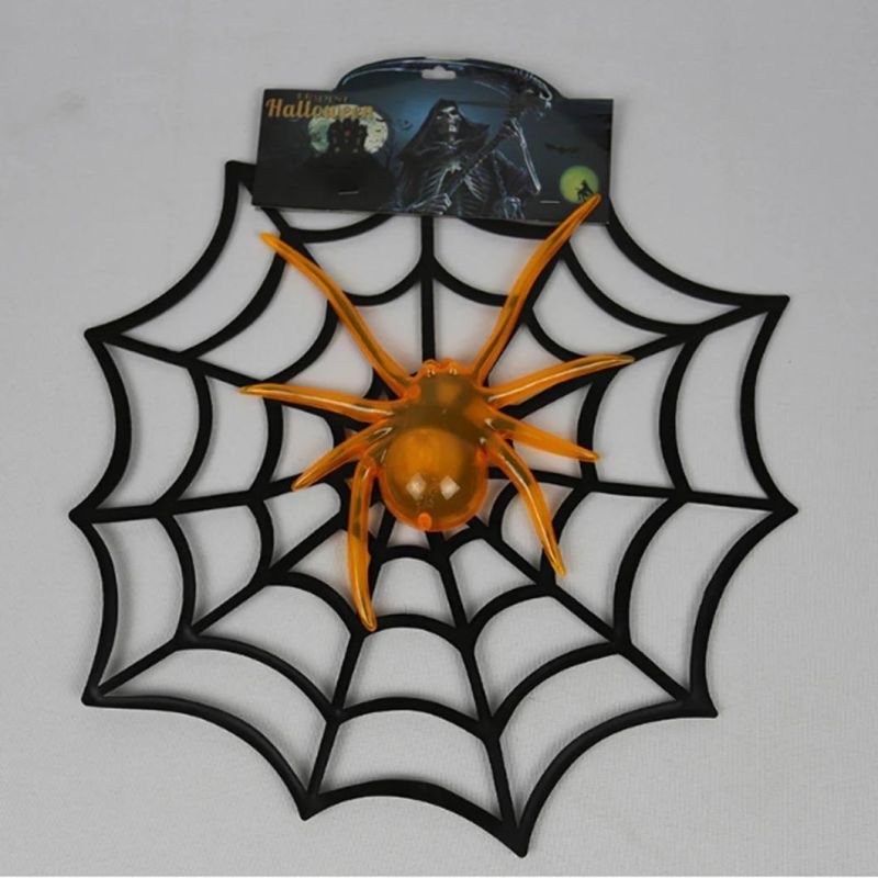 LED Lighted Spider Web Flashing Spider Halloween Prop Decoration