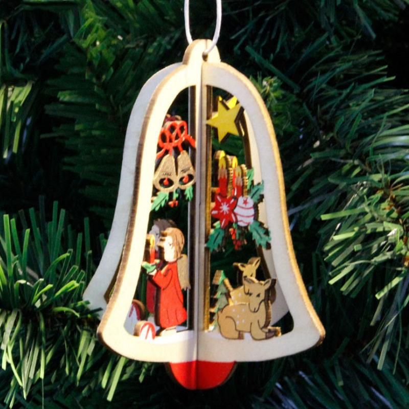 Exquisite Xmas Christmas Tree Ornament Souvenir 3D Wooden Hanging Decoration