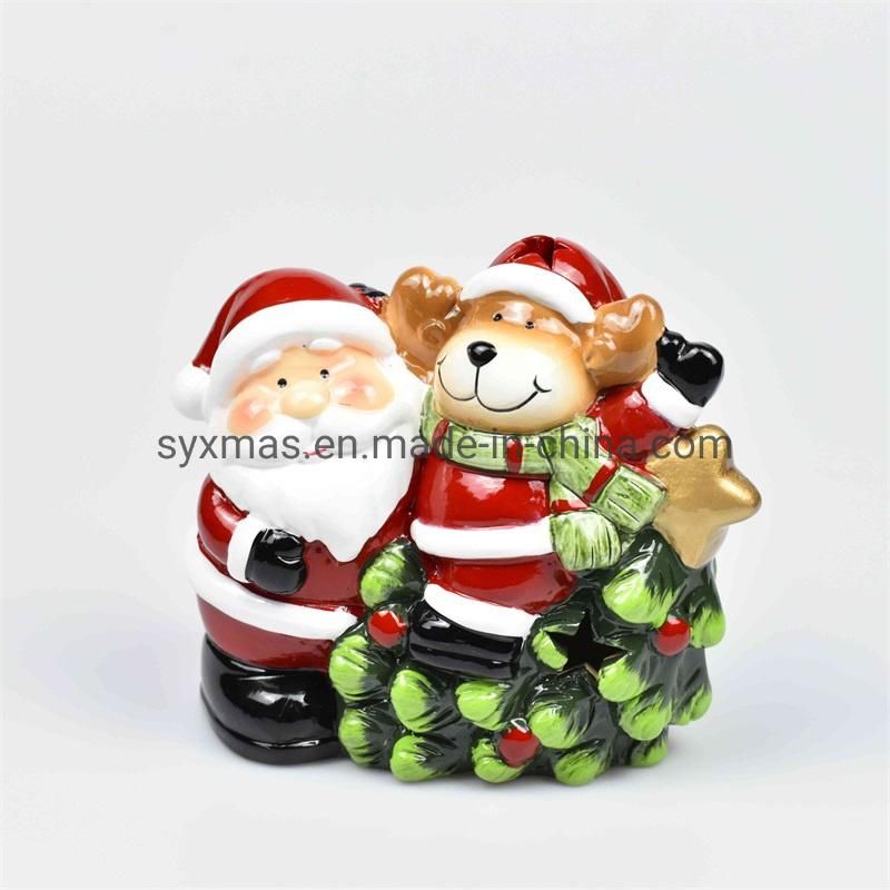 New Design Christmas Ceramic Santa Deer Home Decoration