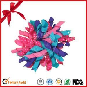 Strip Fabric Mix Color Curling Bow with Hand Made Craft