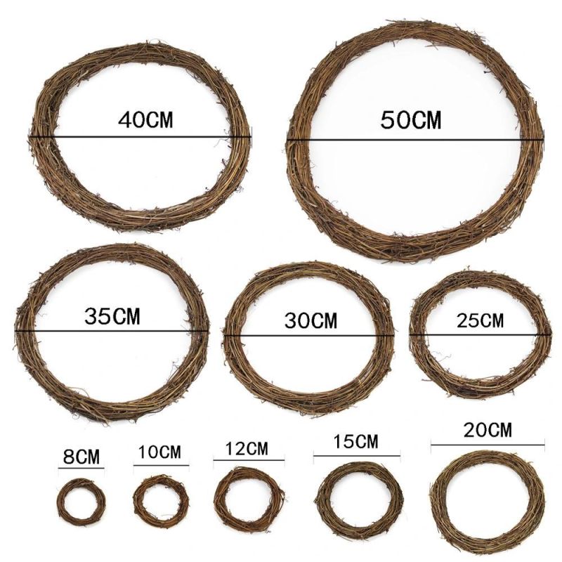 Manufacturer DIY Crafts Door Hanging Handmade Natural Wooden Rattan Grapevine Wreath Natural