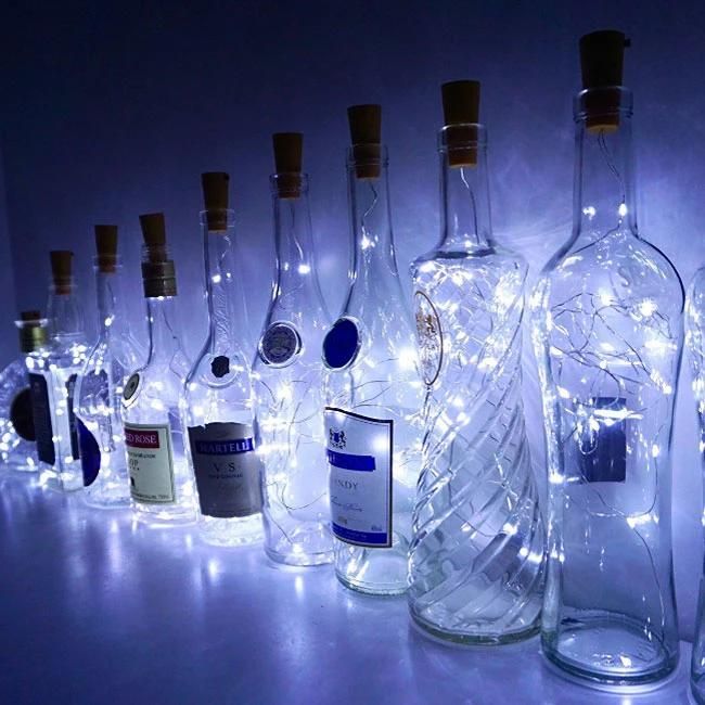 Cork Wine Bottle LED Silver Copper Wire String Light 1m 10LEDs Lr44 Battery Powered for Glass Craft Party Decoration