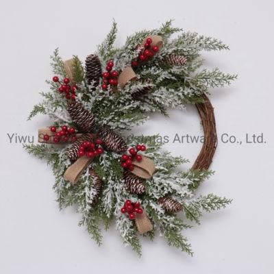 New Design High Quality Christmas PE White Wreath for Holiday Wedding Party Decoration Supplies Hook Ornament Craft Gifts