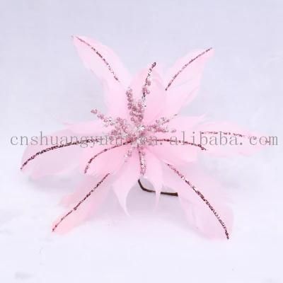 New Design Christmas Shiny Flower Leaf for Holiday Wedding Party Decoration Supplies Hook Ornament Craft Gifts