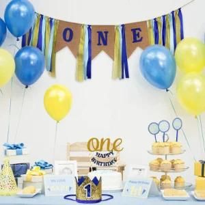 Children&prime;s Linen Gradient Salad Banner Crown Birthday Party Decorations