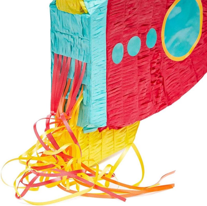 Blue Panda Rocket Ship Pinata for Space Birthday Party Supplies