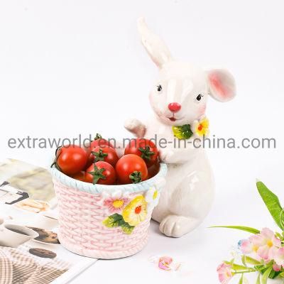 Spring Easter Gift Home Tableware Bunny Cookie Snack Basket Rabbit Candy Dessert Fruit Bowl
