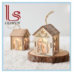 Christmas Wooden Stereo with Lamp House Hanging Decorations