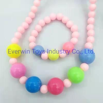 Plastic Toy Children Gift Jewelry Round Pearl Bracelet Necklace