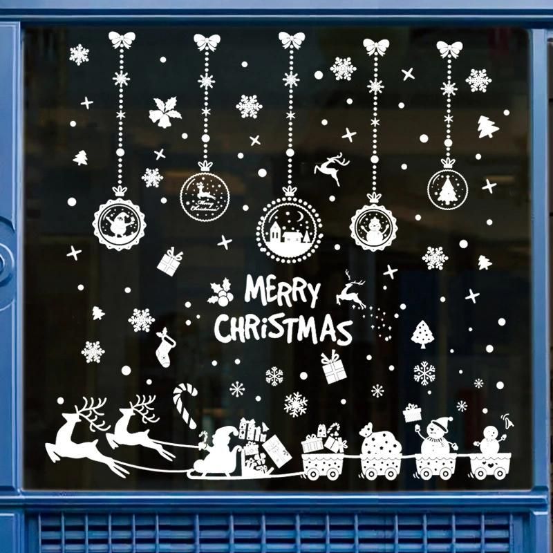 2022 New Christmas Stickers Electrostatic Window Glass Stickers Snowflake Santa Stickers Cute Cartoon Stickers