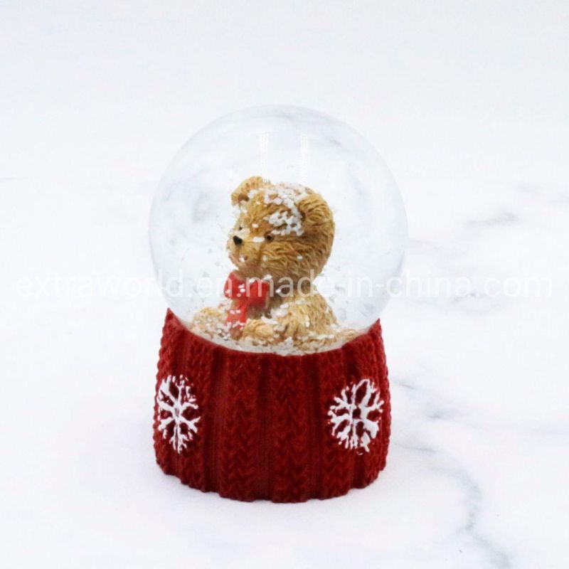 Creative Polyresin Bear Snow Global Christmas Gift Snowdome Home Decor