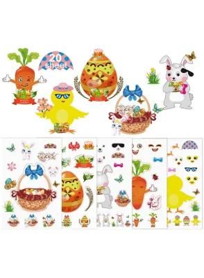 Promotion Sales Cheap 20 Sheets Assorted Bunny Chicks Design EVA Foam Paper Sticker for Easter Day