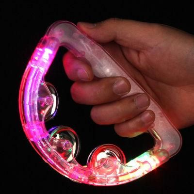 LED Flashing Tambourine Rattles Toy Hand Tamborine Luminous Gift Music