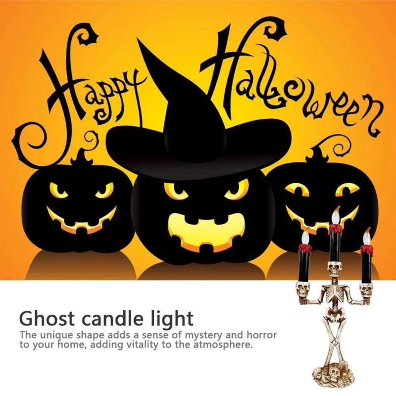 LED Skull Candelabra Prop Electric Candles